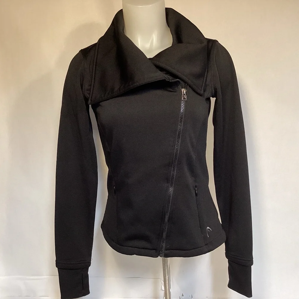 HEAD Womens black tennis jacket full zip size small